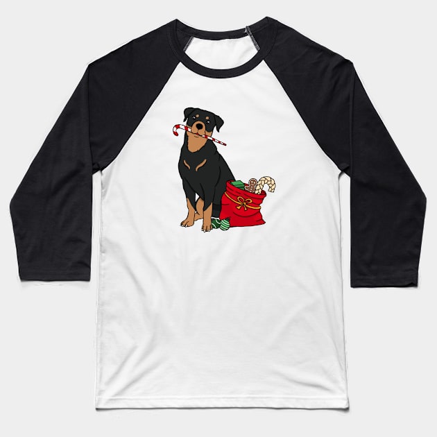 Christmas Rottweiler Baseball T-Shirt by Roll 4 Cuteness 